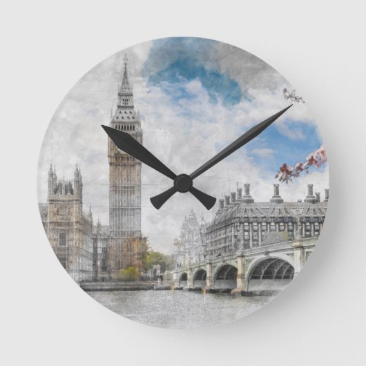 Big Ben, Londen, Verenigd Koninkrijk Ronde Klok (Voorkant)