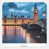 Big Ben, Londen. Vierkante Sticker (Voorkant)