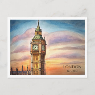 Big Ben Londen Waterverf Briefkaart Verenigd Konin