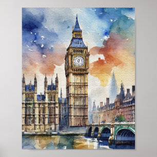 Big Ben Londen Waterverf Kunstdruk Poster