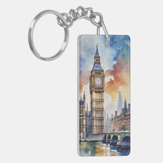 Big Ben Londen Waterverf Sleutelhanger (Voorkant Links)