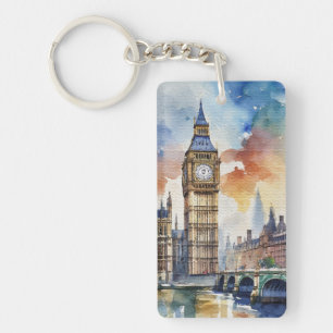 Big Ben Londen Waterverf Sleutelhanger