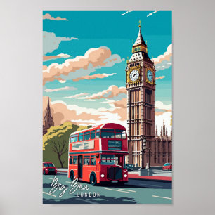 Big Ben London Art vintage reisillustratie Poster