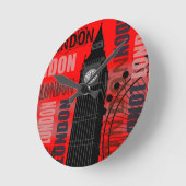 Big Ben London Collage Red Background Modern Ronde Klok (Hoek)