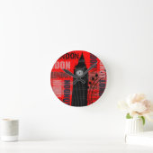 Big Ben London Collage Red Background Modern Ronde Klok (Huis)
