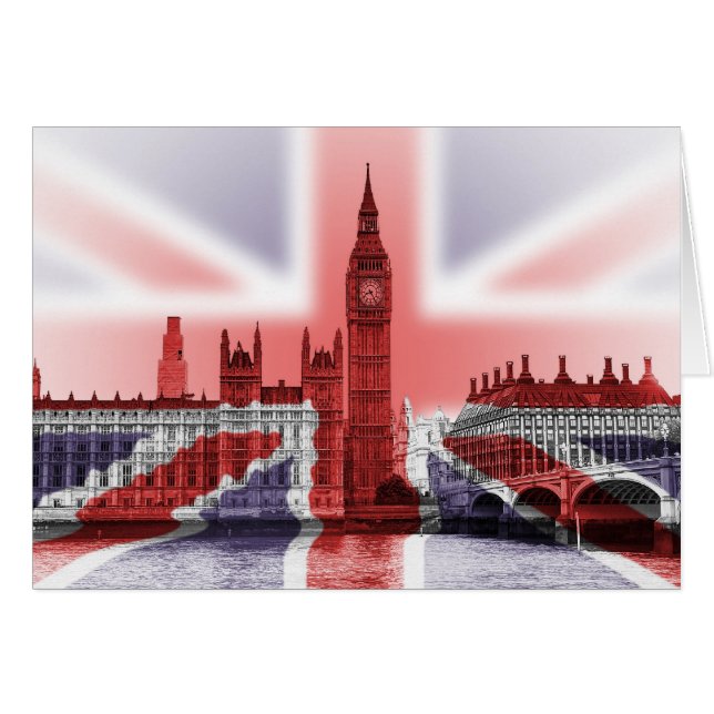 Big Ben London en Union Jack vlag (Voorkant Horizontaal)