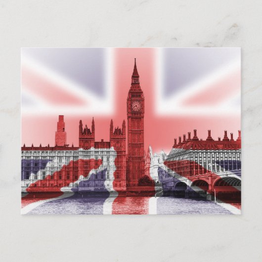Big Ben London en Union Jack vlag Briefkaart (Voorkant)