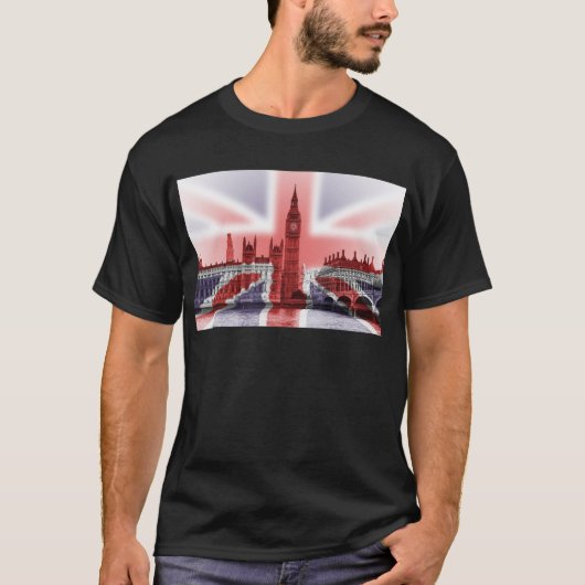 Big Ben London en Union Jack vlag T-shirt (Voorkant)
