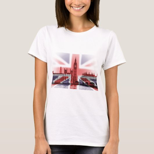 Big Ben London en Union Jack vlag T-shirt (Voorkant)