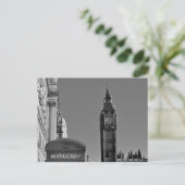 Big Ben London England Black en White Briefkaart (Staand voorkant)