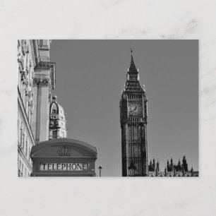 Big Ben London England Black en White Briefkaart