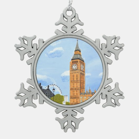 Big Ben London Tin Sneeuwvlok Ornament (Voorkant)
