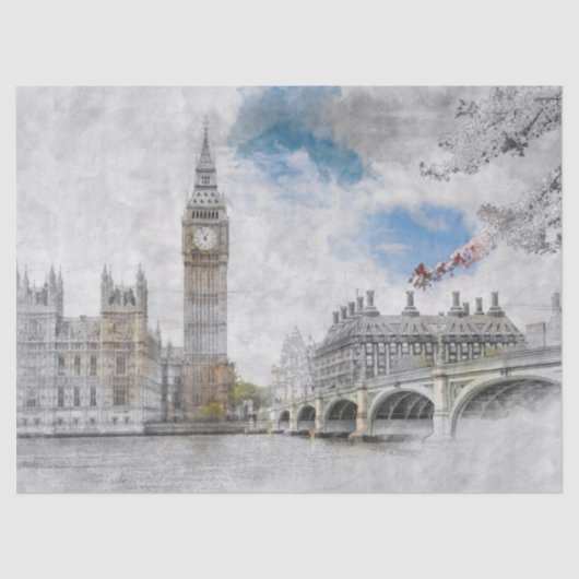 Big Ben London Tissue Paper – Verenigd Koninkrijk  Tissuepapier (Voorkant)