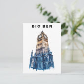 Big Ben London UK Travel Watercolor  Briefkaart (Staand voorkant)
