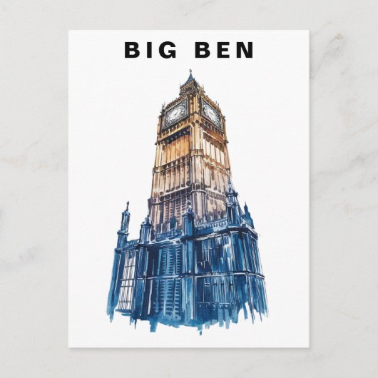 Big Ben London UK Travel Watercolor  Briefkaart (Voorkant)