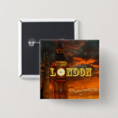 BIG BEN LONDON VIERKANTE BUTTON 5,1 CM (Voorkant /achterkant)