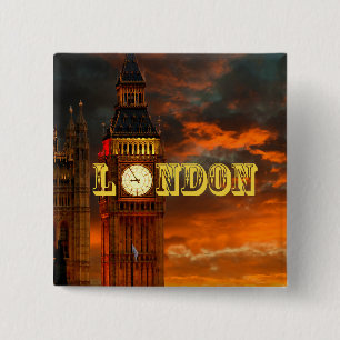 BIG BEN LONDON VIERKANTE BUTTON 5,1 CM