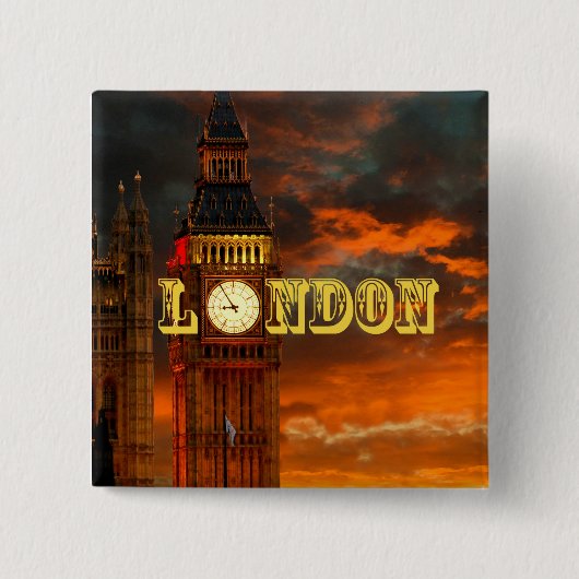 BIG BEN LONDON VIERKANTE BUTTON 5,1 CM (Voorkant)