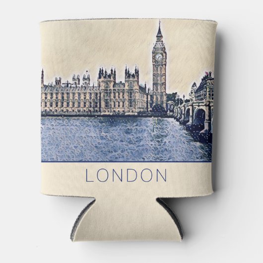 Big Ben London Waterverf art Blikjeskoeler (Voorkant)