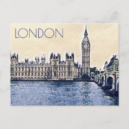 Big Ben London Waterverf art Briefkaart
