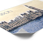 Big Ben London Waterverf art Poster (Hoek)