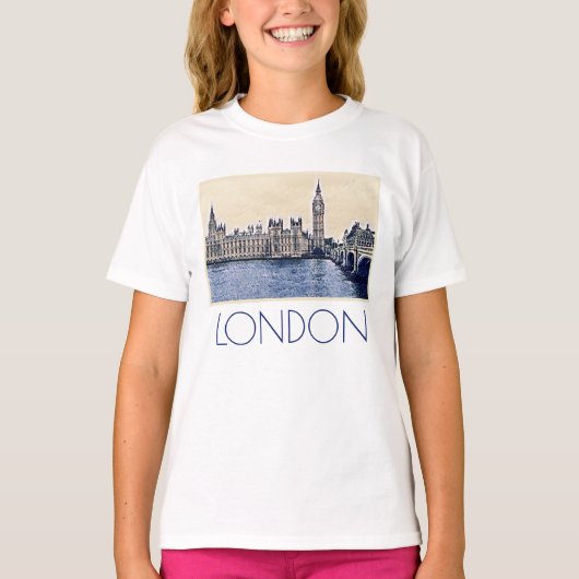 Big Ben London Waterverf art T-shirt (Voorkant)