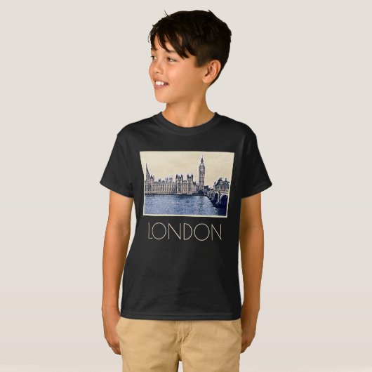 Big Ben London Waterverf art T-shirt (Voorkant volledig)