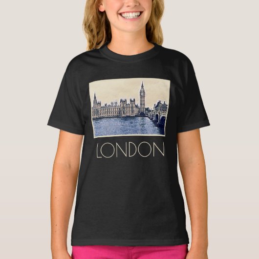 Big Ben London Waterverf art T-shirt (Voorkant)