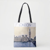 Big Ben London Waterverf art Tote Bag (Voorkant)