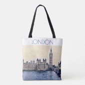 Big Ben London Waterverf art Tote Bag (Achterkant)