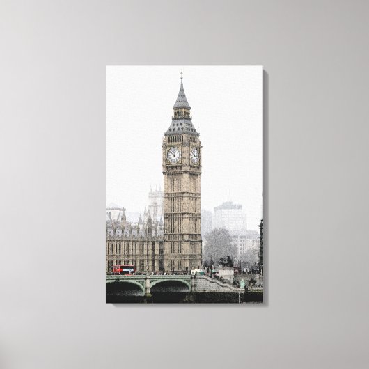 Big Ben London (Waterverf) Canvas Afdruk (Voorkant)