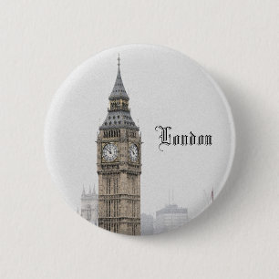 Big Ben London (Waterverf) Ronde Button 5,7 Cm