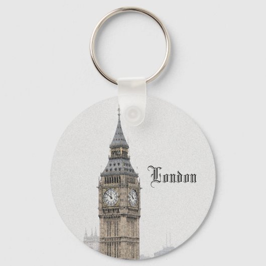 Big Ben London (Waterverf) Sleutelhanger (Voorkant)