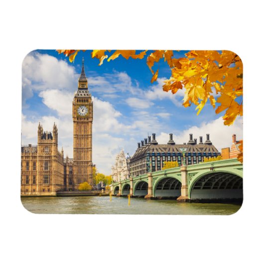 Big Ben met Autumn Leaves, Londen Magneet (Horizontaal)