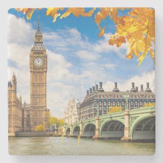 Big Ben met Autumn Leaves, Londen Stenen Onderzetter
