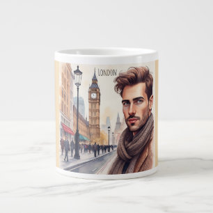 Big Ben, mooi Man met mooie ogen in Londen Grote Koffiekop