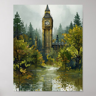 Big Ben Poster – Levendig Londen Illustratie