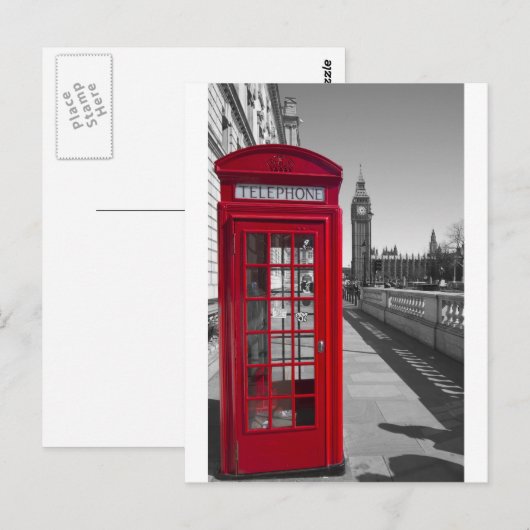 Big Ben Red-telefooncel Briefkaart (Voorkant / Achterkant)