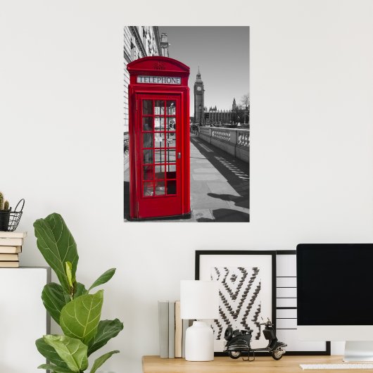 Big Ben Red-telefooncel Poster (Thuiskantoor)