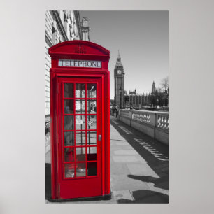 Big Ben Red-telefooncel Poster