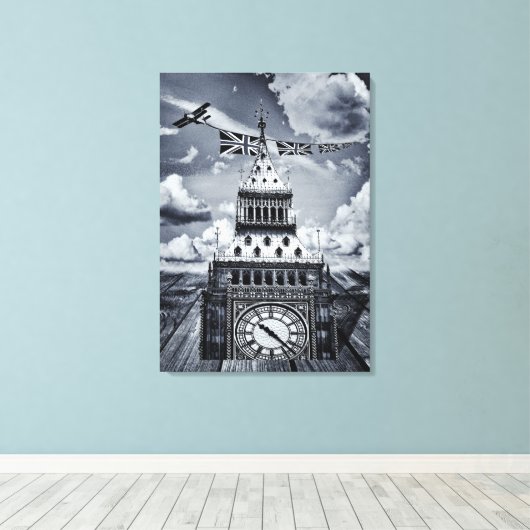 Big Ben Surreal British Art, London Canvas Afdruk (Insitu (Houten vloer))