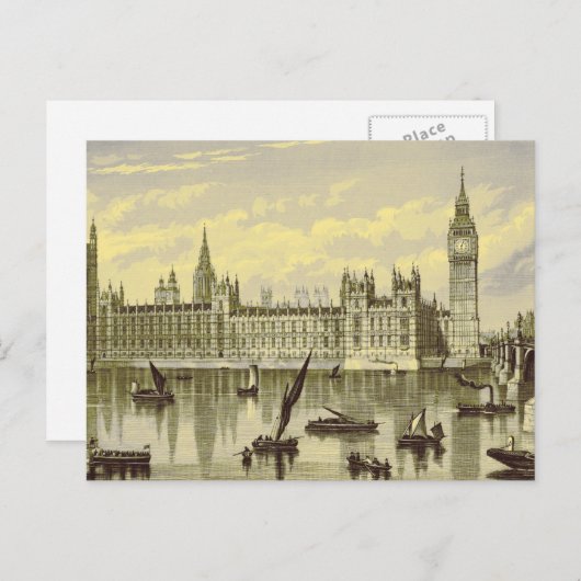 Big Ben Thames Westminster 1800 van het Londense p Briefkaart (Voorkant / Achterkant)