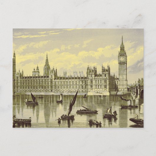 Big Ben Thames Westminster 1800 van het Londense p Briefkaart (Voorkant)