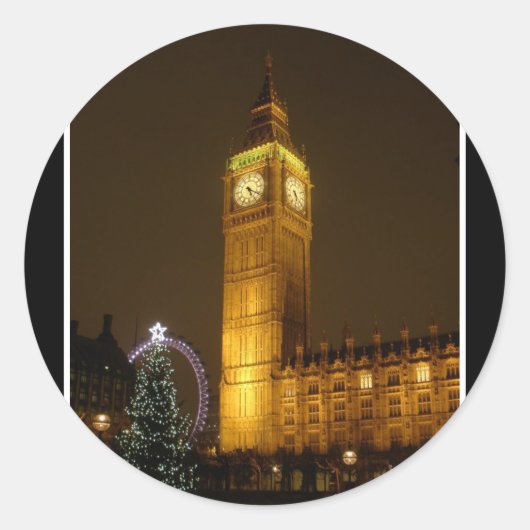 Big Ben tikt Goodnight Ronde Sticker (Voorkant)