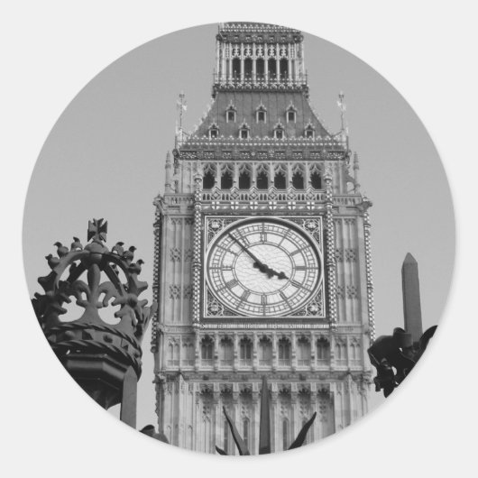 Big Ben Tower Ronde Sticker (Voorkant)