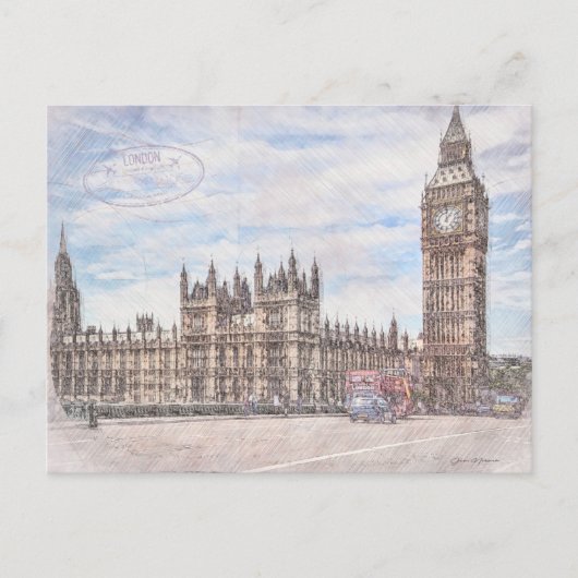 Big Ben van het Brug Briefkaart (Voorkant)