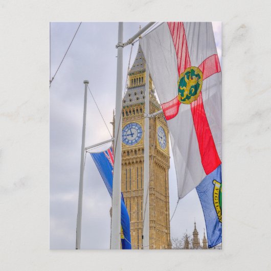 "Big Ben" Westminster, Briefkaart in Londen, Veren (Voorkant)