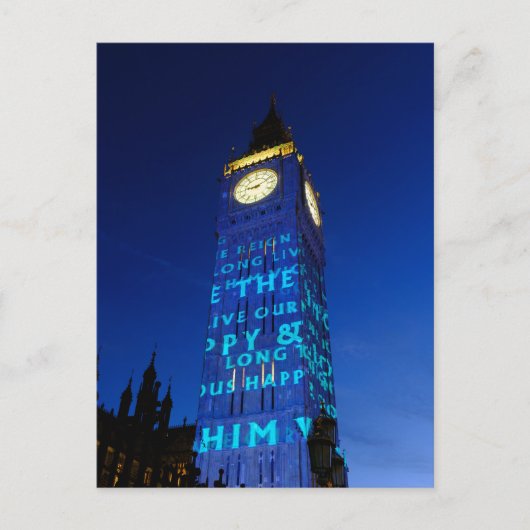 "Big Ben" Westminster, Briefkaart in Londen, Veren (Voorkant)