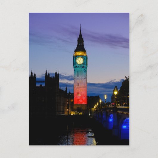 "Big Ben" Westminster, Briefkaart in Londen, Veren (Voorkant)