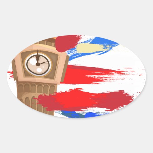 Big Ben Westminster Clock Tower Ovale Sticker (Voorkant)